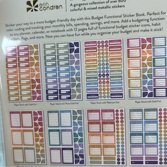 New Erin Condren designer Budget sticker book 5x7.75” with 624 stickers. - Picture 7 of 11